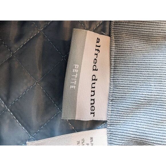Alfred Dunner Jacket Women's Size 8P Blue Button Front Quilted Trim Corduroy - Picture 7 of 9
